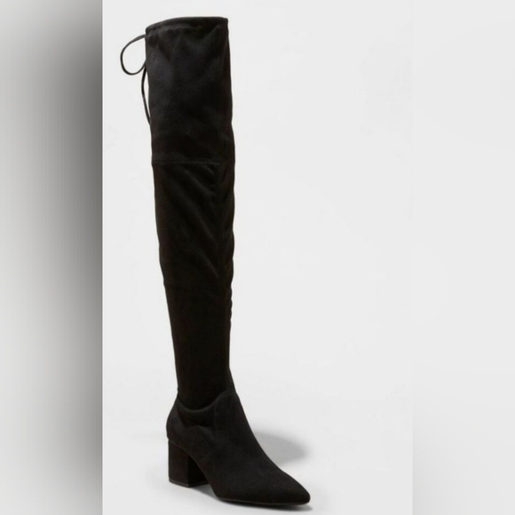 a new day Shoes - NIB A New Day Women's Faux Leather Zipper Tie Over The Knee boots 8/8.5